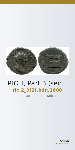 RIC II, Part 3 (second edition) Hadrian 2608 — CANOA