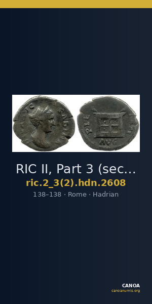 RIC II, Part 3 (second edition) Hadrian 2608 — CANOA