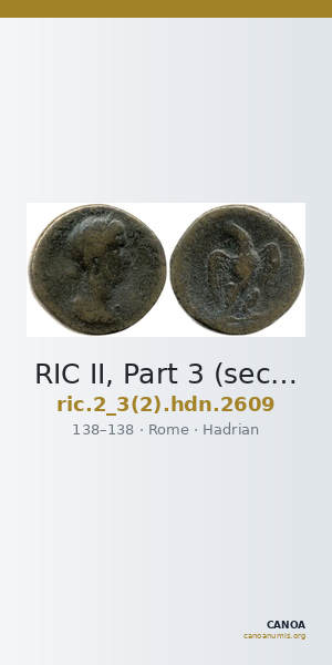 RIC II, Part 3 (second edition) Hadrian 2609 — CANOA