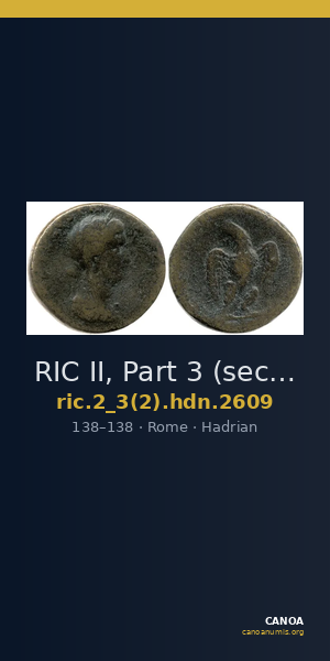 RIC II, Part 3 (second edition) Hadrian 2609 — CANOA
