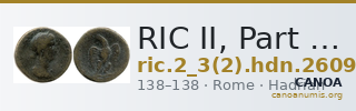 RIC II, Part 3 (second edition) Hadrian 2609 — CANOA