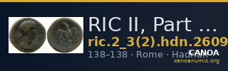 RIC II, Part 3 (second edition) Hadrian 2609 — CANOA