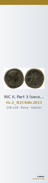 RIC II, Part 3 (second edition) Hadrian 2611 — CANOA