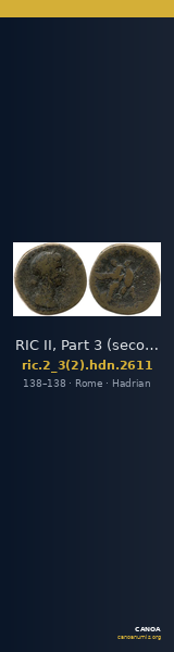 RIC II, Part 3 (second edition) Hadrian 2611 — CANOA