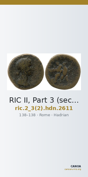RIC II, Part 3 (second edition) Hadrian 2611 — CANOA