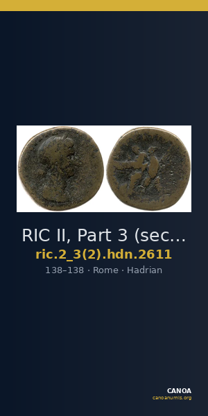 RIC II, Part 3 (second edition) Hadrian 2611 — CANOA