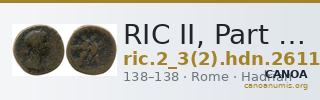RIC II, Part 3 (second edition) Hadrian 2611 — CANOA