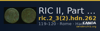 RIC II, Part 3 (second edition) Hadrian 262 — CANOA