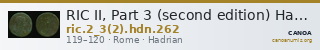 RIC II, Part 3 (second edition) Hadrian 262 — CANOA