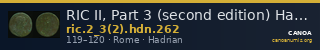 RIC II, Part 3 (second edition) Hadrian 262 — CANOA