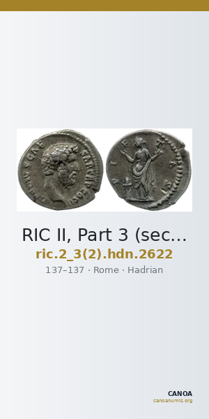 RIC II, Part 3 (second edition) Hadrian 2622 — CANOA