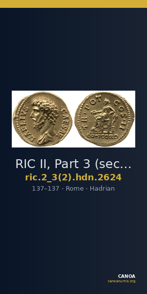 RIC II, Part 3 (second edition) Hadrian 2624 — CANOA