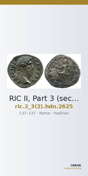 RIC II, Part 3 (second edition) Hadrian 2625 — CANOA