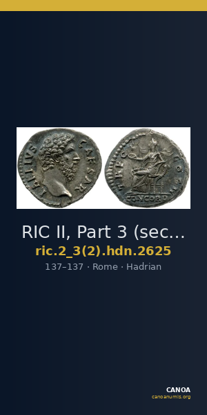 RIC II, Part 3 (second edition) Hadrian 2625 — CANOA