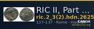 RIC II, Part 3 (second edition) Hadrian 2625 — CANOA