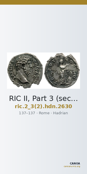 RIC II, Part 3 (second edition) Hadrian 2630 — CANOA