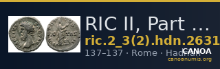 RIC II, Part 3 (second edition) Hadrian 2631 — CANOA
