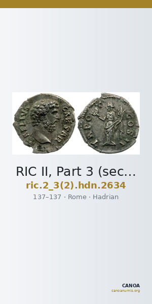 RIC II, Part 3 (second edition) Hadrian 2634 — CANOA