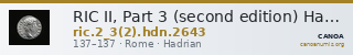 RIC II, Part 3 (second edition) Hadrian 2643 — CANOA