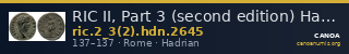 RIC II, Part 3 (second edition) Hadrian 2645 — CANOA