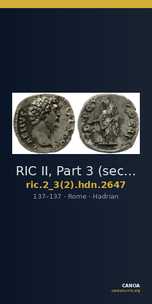 RIC II, Part 3 (second edition) Hadrian 2647 — CANOA