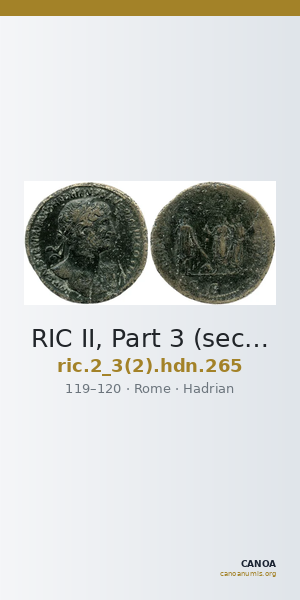 RIC II, Part 3 (second edition) Hadrian 265 — CANOA