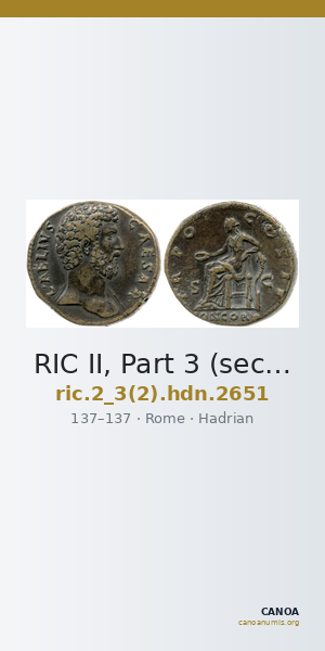 RIC II, Part 3 (second edition) Hadrian 2651 — CANOA