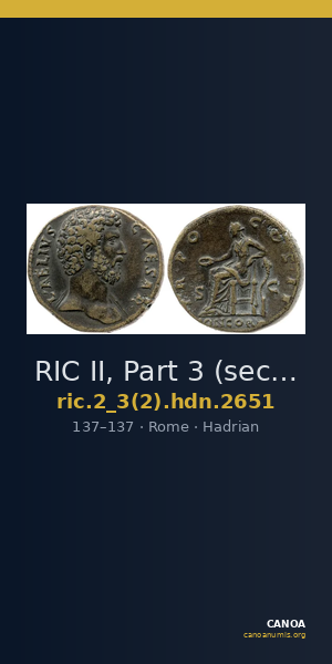 RIC II, Part 3 (second edition) Hadrian 2651 — CANOA