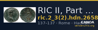 RIC II, Part 3 (second edition) Hadrian 2658 — CANOA
