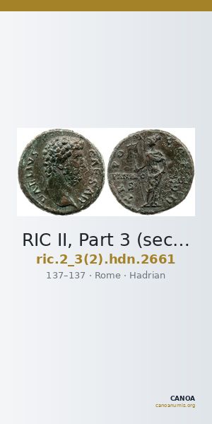RIC II, Part 3 (second edition) Hadrian 2661 — CANOA