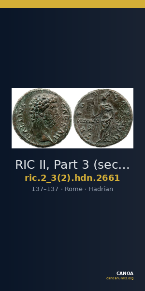 RIC II, Part 3 (second edition) Hadrian 2661 — CANOA