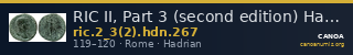 RIC II, Part 3 (second edition) Hadrian 267 — CANOA