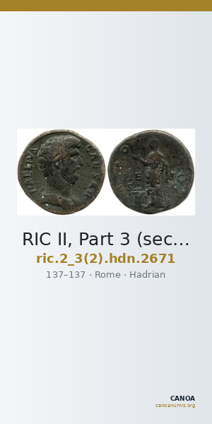 RIC II, Part 3 (second edition) Hadrian 2671 — CANOA