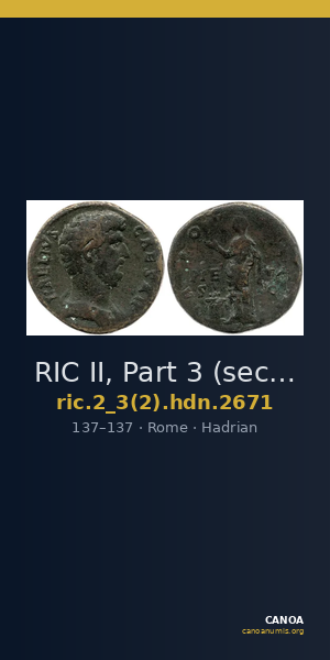 RIC II, Part 3 (second edition) Hadrian 2671 — CANOA