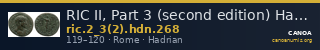 RIC II, Part 3 (second edition) Hadrian 268 — CANOA