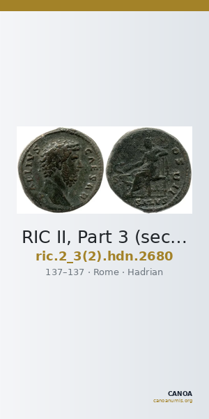 RIC II, Part 3 (second edition) Hadrian 2680 — CANOA