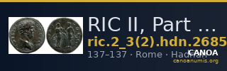 RIC II, Part 3 (second edition) Hadrian 2685 — CANOA