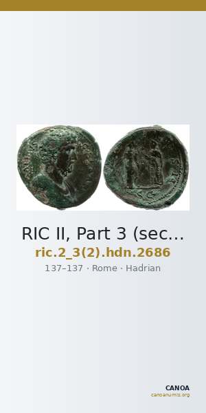 RIC II, Part 3 (second edition) Hadrian 2686 — CANOA