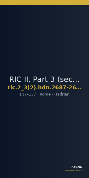 RIC II, Part 3 (second edition) Hadrian 2687-2688 — CANOA