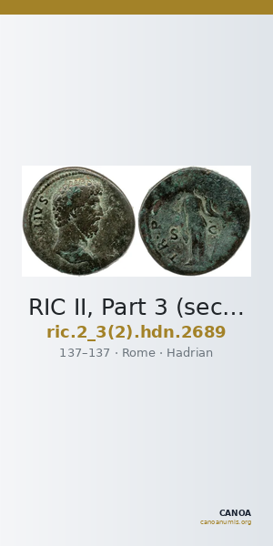 RIC II, Part 3 (second edition) Hadrian 2689 — CANOA