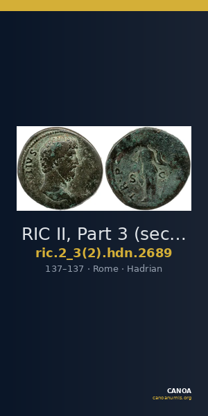 RIC II, Part 3 (second edition) Hadrian 2689 — CANOA