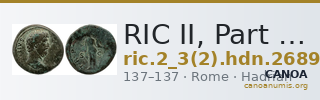 RIC II, Part 3 (second edition) Hadrian 2689 — CANOA