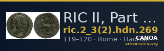 RIC II, Part 3 (second edition) Hadrian 269 — CANOA