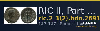 RIC II, Part 3 (second edition) Hadrian 2691 — CANOA