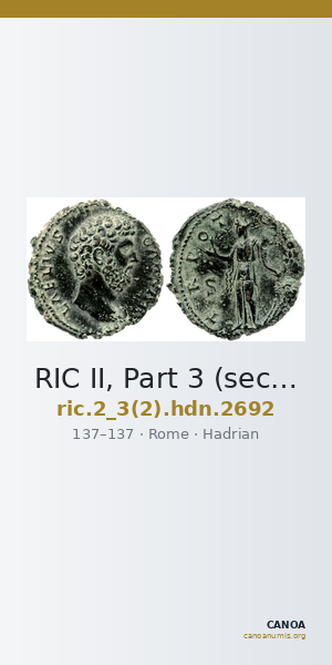 RIC II, Part 3 (second edition) Hadrian 2692 — CANOA