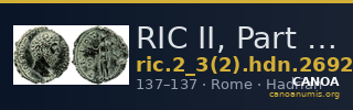 RIC II, Part 3 (second edition) Hadrian 2692 — CANOA