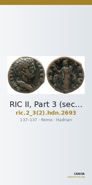 RIC II, Part 3 (second edition) Hadrian 2693 — CANOA