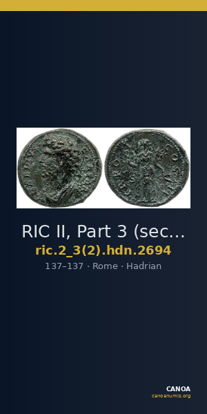 RIC II, Part 3 (second edition) Hadrian 2694 — CANOA
