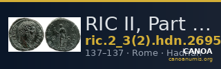 RIC II, Part 3 (second edition) Hadrian 2695 — CANOA