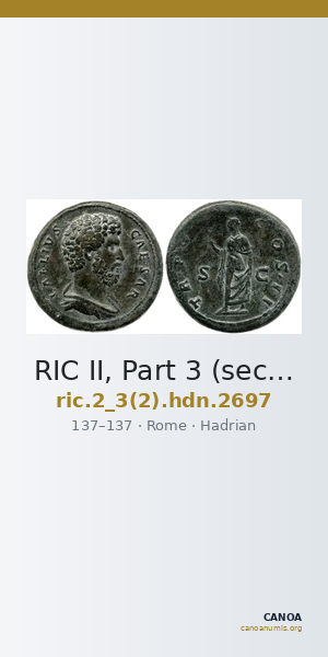 RIC II, Part 3 (second edition) Hadrian 2697 — CANOA